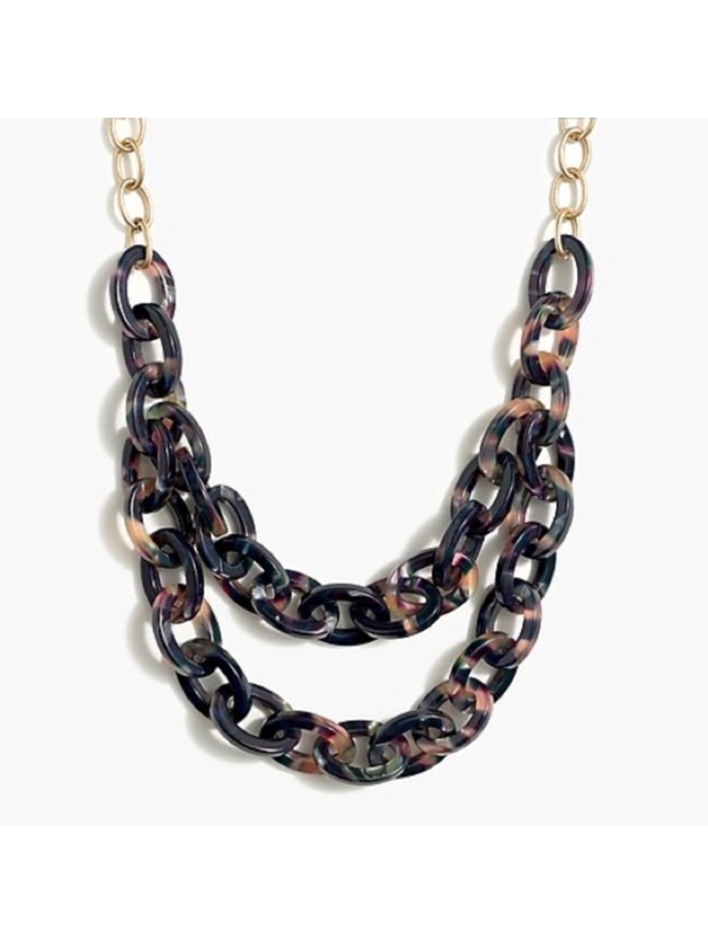 J. Crew Multi Rainbow Double Layer Tortoise Necklace